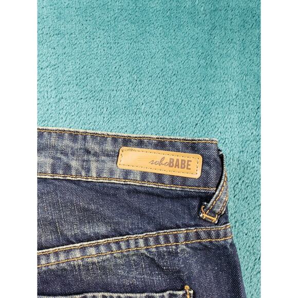 Soho Babe Jeans Sz 5 Womens Blue Mid Rise Cuffed Crop Distressed Stretch NWT - Picture 14 of 15